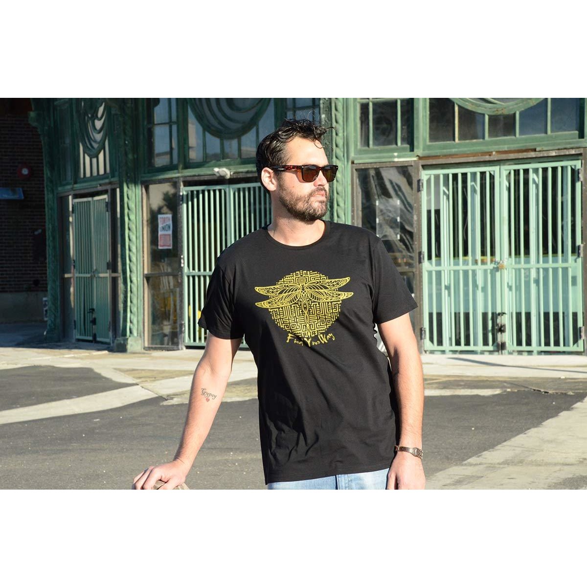 Find Your Way - Men's Black Organic Cotton T-shirt - Teeminder