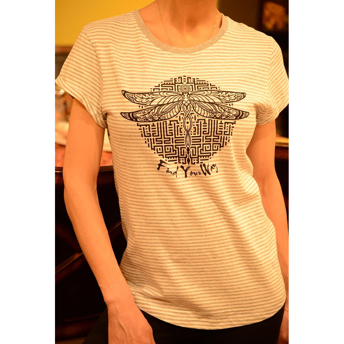 Find your way - Women's Organic Cotton Stripe T-shirt