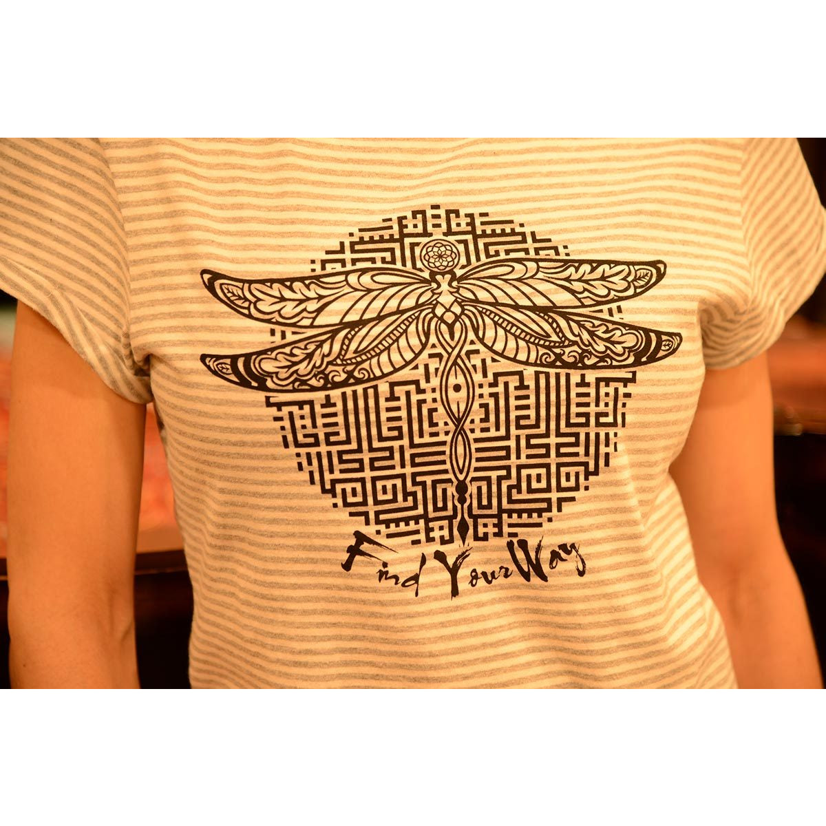 Find your way - Women's Organic Cotton Stripe T-shirt