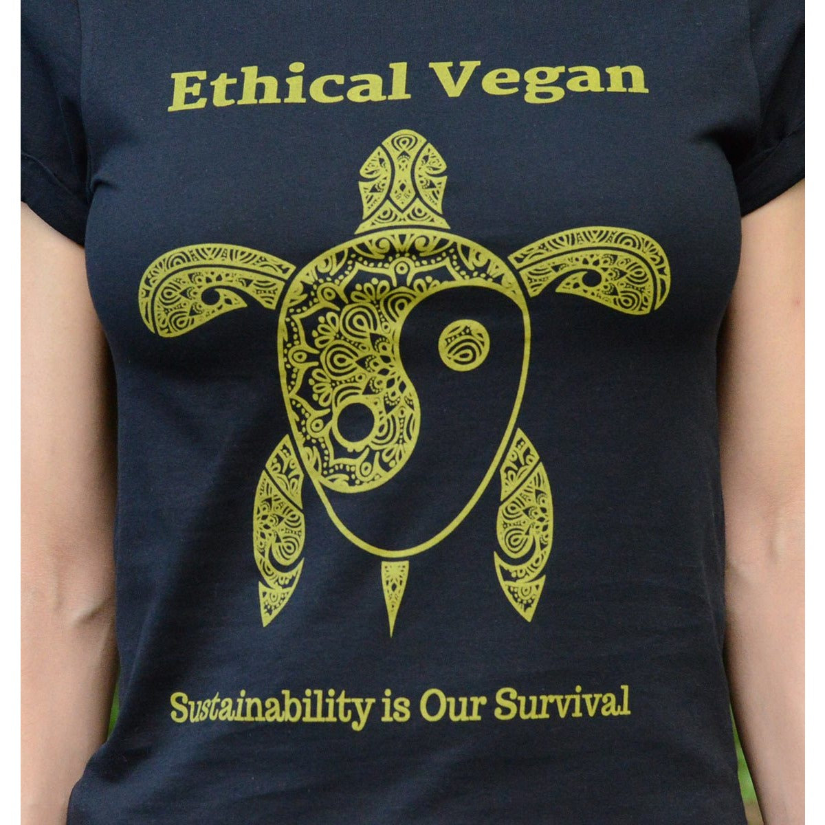 Ethical Vegan - Women's Rolled sleeves Organic Cotton T-shirt - Teeminder