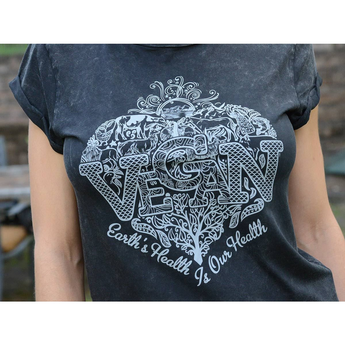 Vegan II -Women's Organic Cotton Rolled Sleeves T-shirt - Teeminder