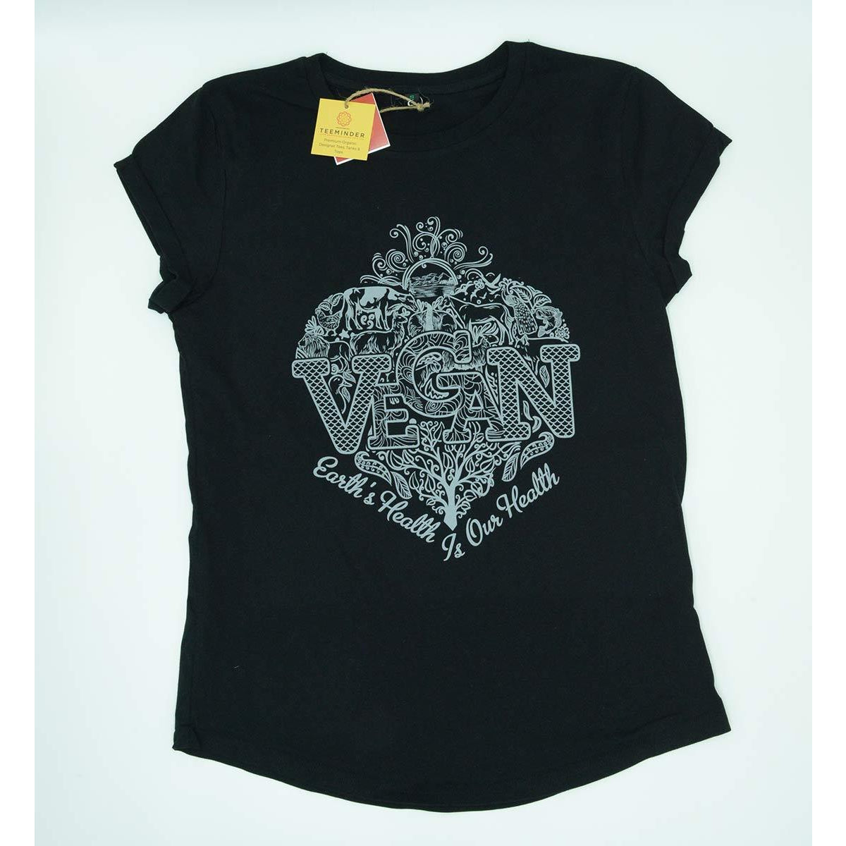 Vegan II -Women's Organic Cotton Rolled Sleeves T-shirt - Teeminder