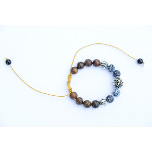Black Hematite and sandalwood beads Chakra Bracelet - Teeminder