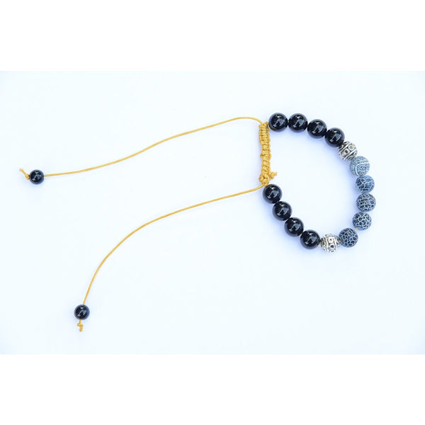 Black Hematite and Black Agate beads Chakra Bracelet - Teeminder