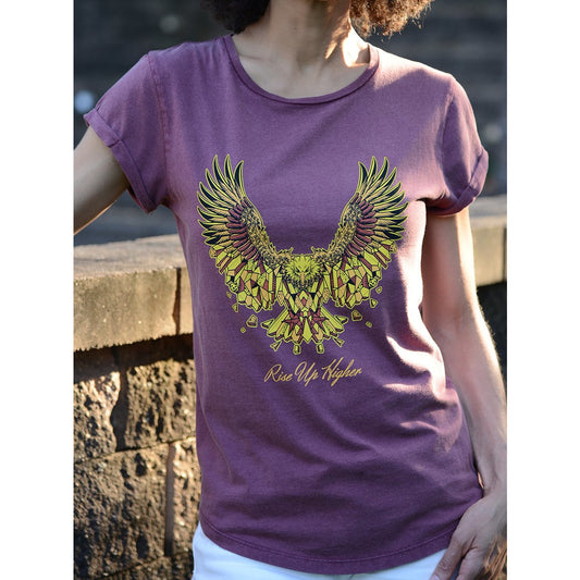 Rise Up Higher - Women's Organic Cotton Rolled Sleeves T-shirt
