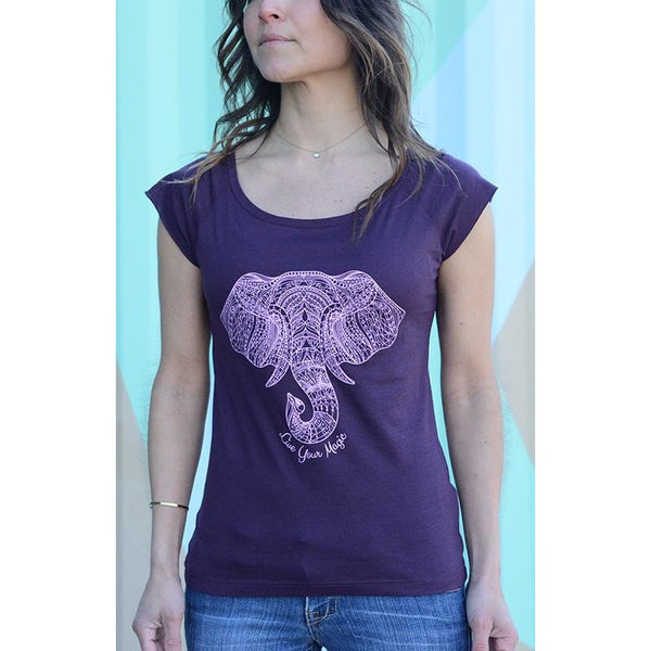 Live your magic - Women's Bamboo Organic Raglan T-shirt Eggplant - Teeminder