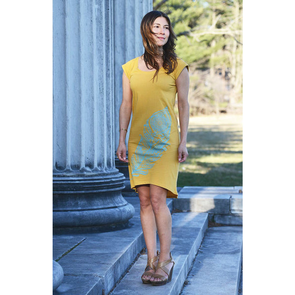 Soufrière - Exclusive Women's Rolled Sleeve Mustard Yellow Dress
