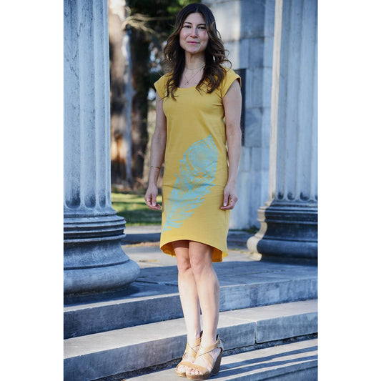 Soufrière - Exclusive Women's Rolled Sleeve Mustard Yellow Dress