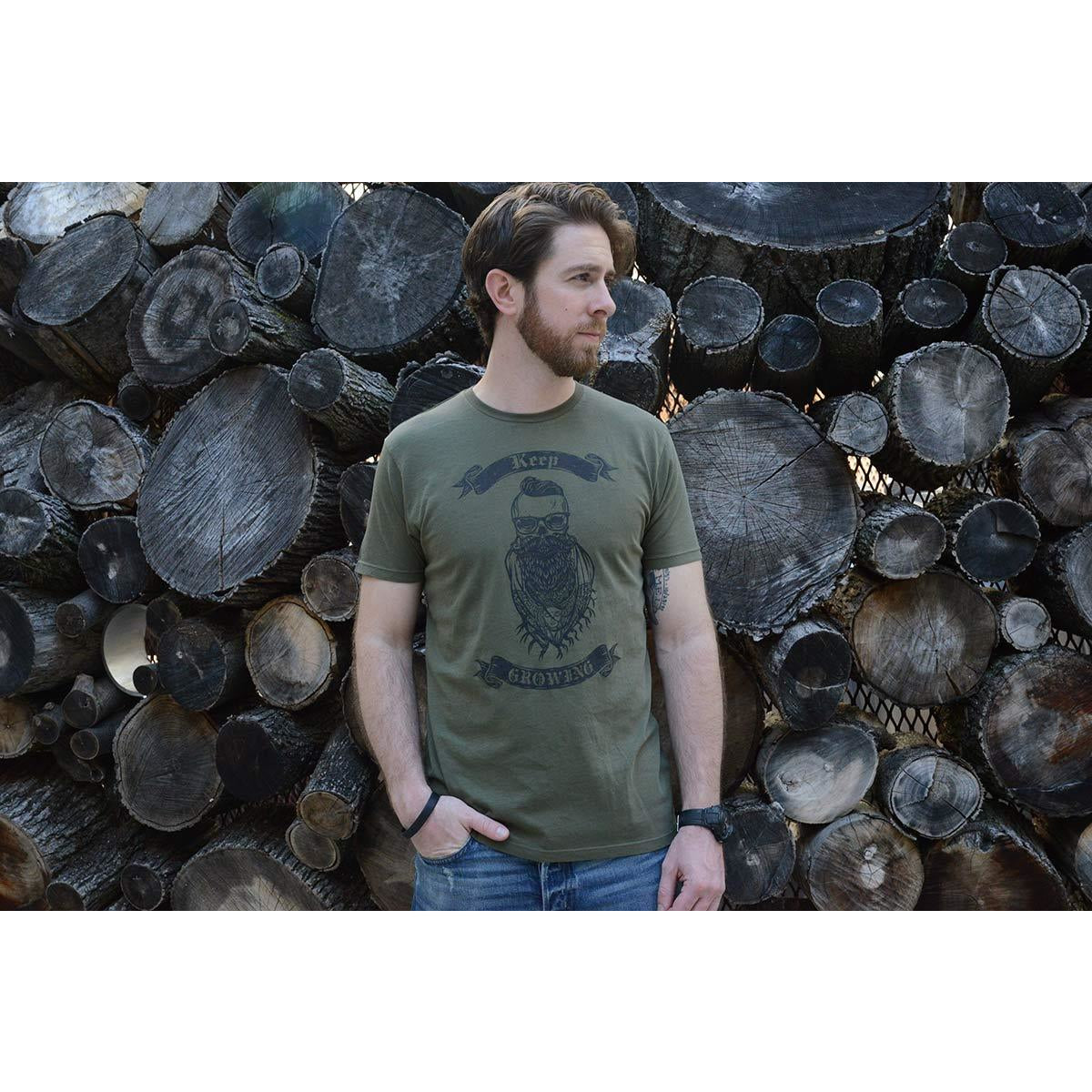 Keep Growing - Men's Army Green Organic Cotton T-shirt - Teeminder