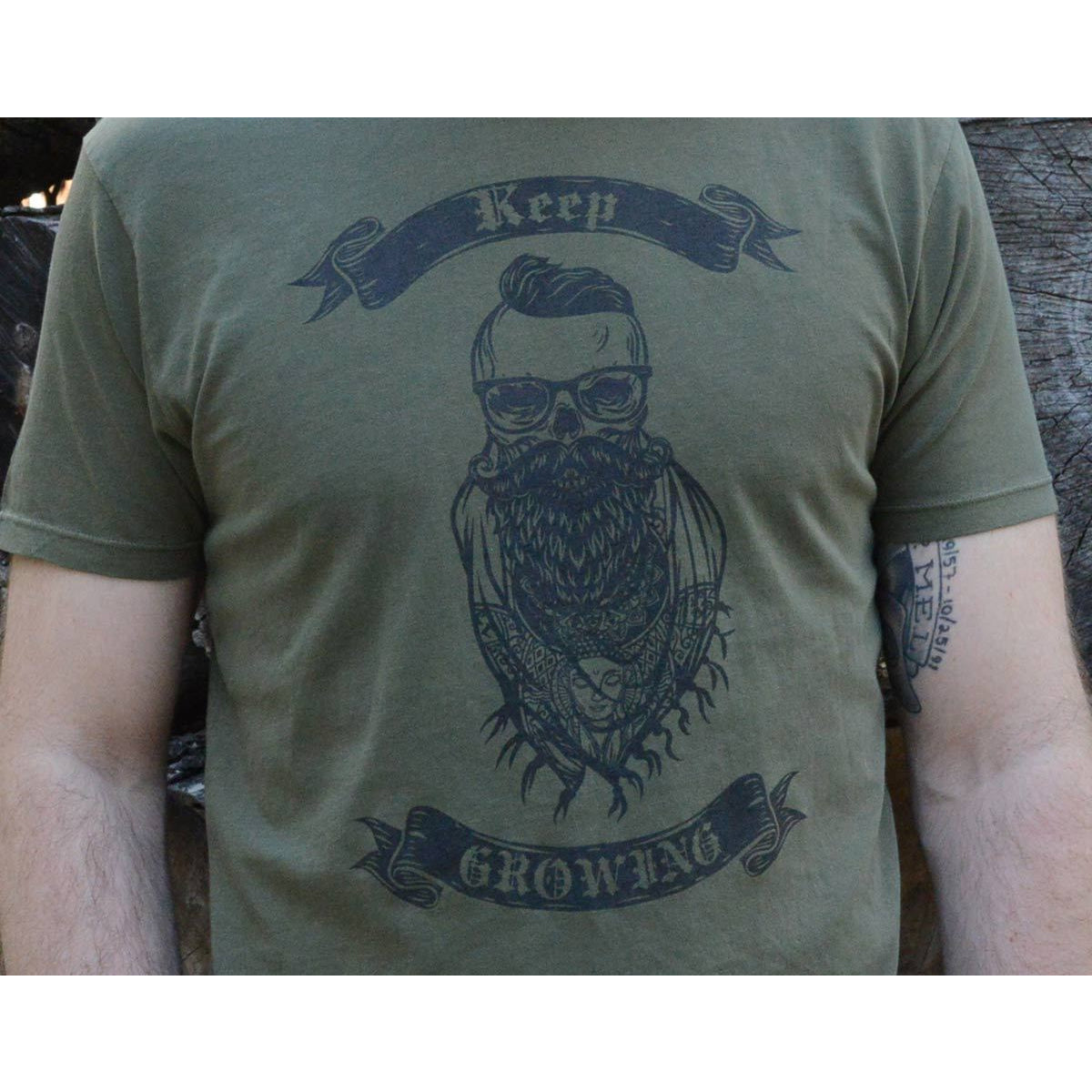 Keep Growing - Men's Army Green Organic Cotton T-shirt - Teeminder