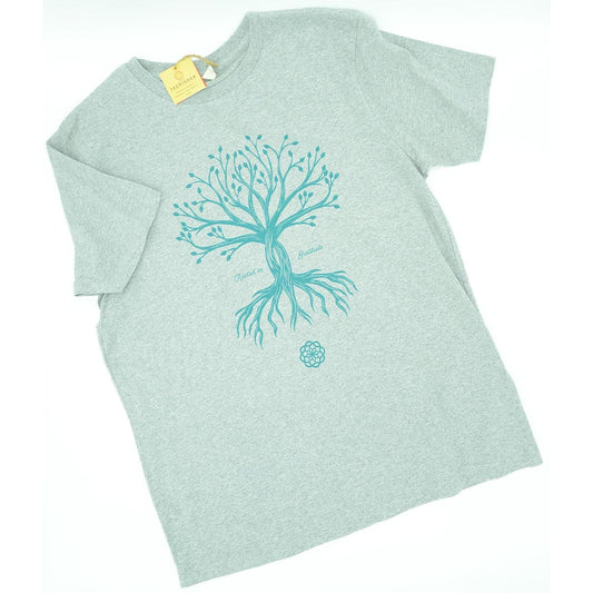 Rooted in Gratitude - Men's / Unisex Black Melange Grey Cotton T-shirt - Teeminder