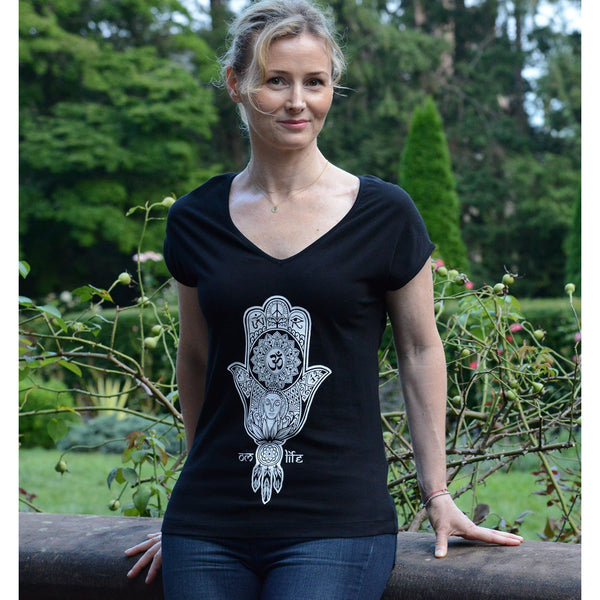 OM Life - Women's Organic Cotton V-neck - Teeminder